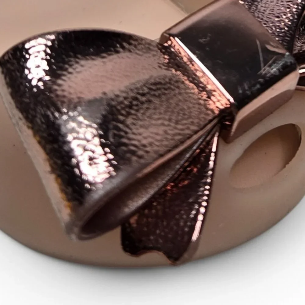 Mini Melissa Mary Jane Jelly Shoes Baby Rose Gold Chunky Bow Top Dress Up 5